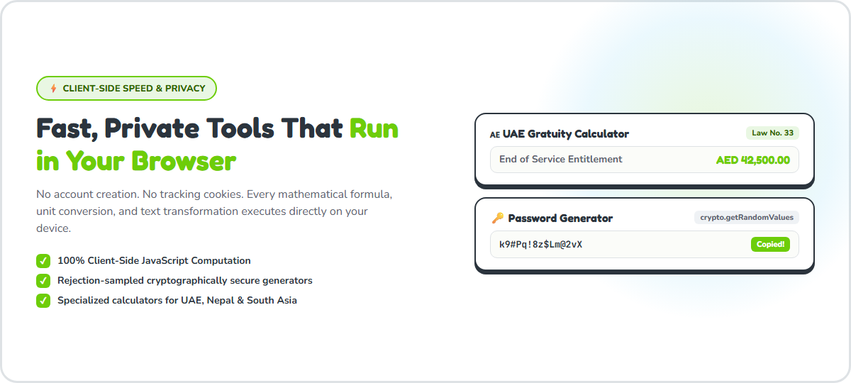 EasyTools client-side private tools and regional calculators overview